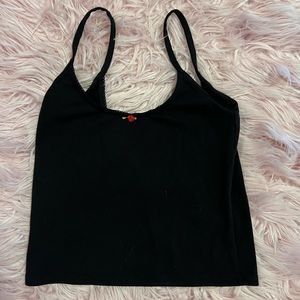 Rose detail coquette black tank ratboi <3